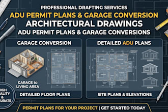 draft adu permit plans and garage conversion architectural