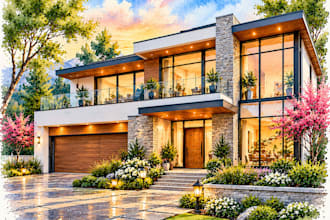 paint charming watercolor illustrations of homes and buildings