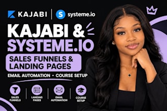 design kajabi sales funnels, landing pages, email automation
