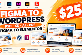 convert figma to elementor figma to wordpress and ai, xd PSD to wordpress