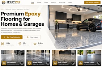 design squarespace epoxy flooring website for garage and concrete coating