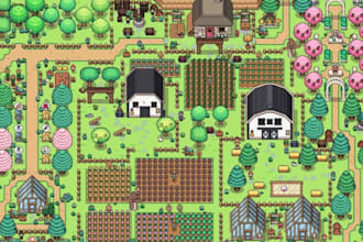 create seamless pixel art tileset, top down game environment, pixel game asset