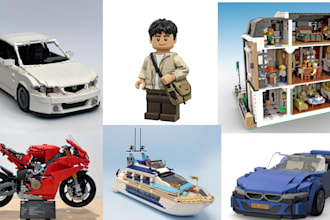 do 3d lego design, lego moc, lego car, lego house 3d model with instruction