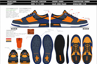 create sneakers tech pack with lateral view, sole pattern for footwear brands