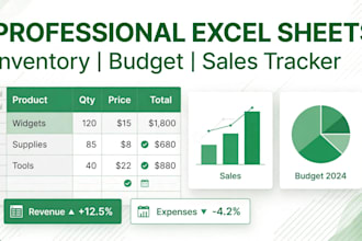 custom excel spreadsheet with formulas and inventory