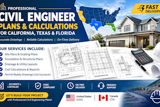create civil engineering plans, site drawings and calculations