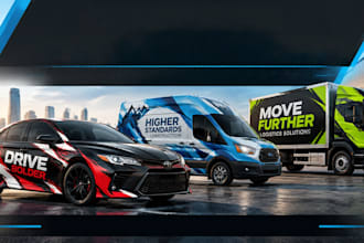 design custom car wrap, van wrap, truck wrap and vehicle wrap graphic design