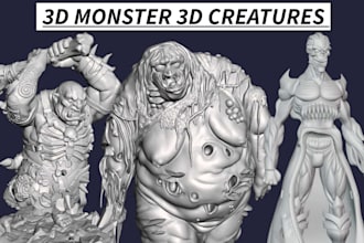 3d sculpt 3d monsters creature 3d miniature collectible figures for 3d printing