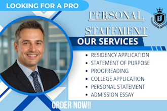 edit personal statement or statement of purpose for medical school or residency