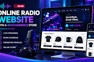 build an online radio station website with a woocommerce store