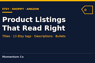 write SEO product listings and tags for etsy, shopify and amazon