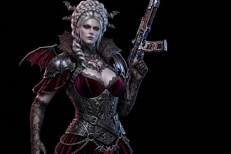 model realistic 3d vampire character for game and animation, pbr texture, maya