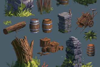 game assets, props, icons, tileset, items for unity