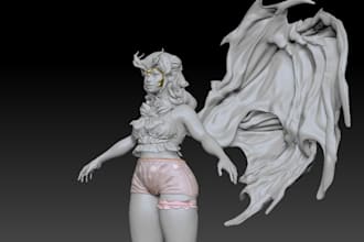 sculpt 3d fantasy demon monster girl character for 3d printing stl zbrush
