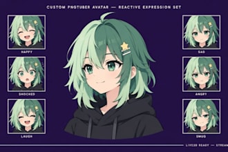 design a custom pngtuber avatar with reactive expressions for streaming
