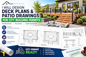 design deck plans and patio drawings for city building permit