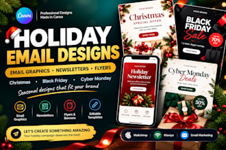design holiday email marketing graphics, newsletters, and flyers