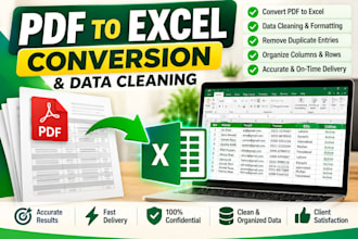 convert PDF to excel and clean, organize spreadsheet data