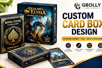 design custom card game box, playing card box and deck packaging design