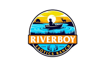 design traditional river boy exotics ranch logo