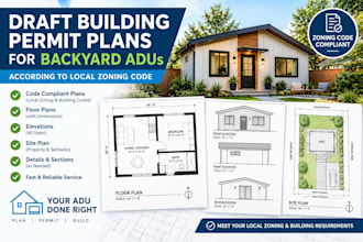 draft building permit plans for backyard adus according to local zoning code