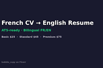 rewrite your french CV into an ats ready english resume