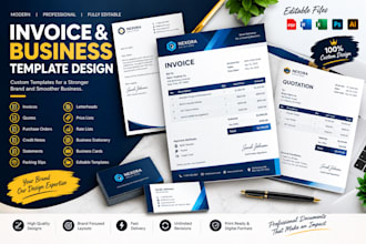 design professional editable invoice templates, letterheads and xero documents