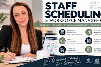 create and manage employee schedules, staff rotations and vacation trackers