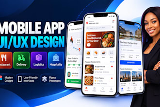 design a mobile app for restaurant, delivery, logistics and hospitality