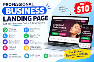 create a professional business landing page with hosting and free domain