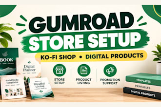 setup gumroad store kofi store gumroad digital product listing gumroad promotion