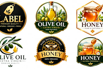 design a professional label, olive oil, honey logo