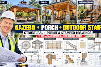 design gazebo porch and outdoor stair structural engineer permit stamped drawing