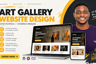 create art gallery website, artist portfolio website, exhibition website design