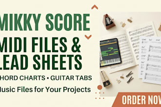 create midi files, lead sheets, chord charts and guitar tabs from your music