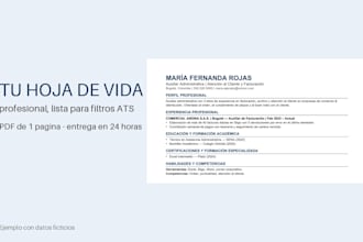 crear tu hoja de vida CV profesional en español lista para filtros ats
