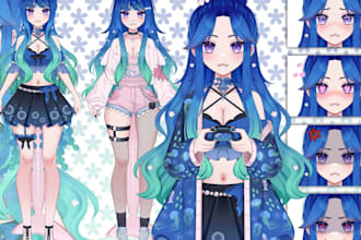 esign a custom 2d vtuber model and anime streaming avatar