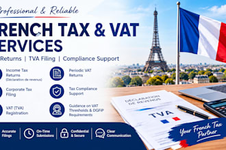 handle french tax returns, vat registration, tva filing and tax compliance