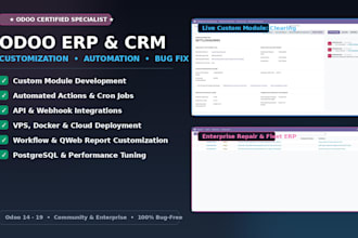 setup, customize, and automate odoo erp or fix issues