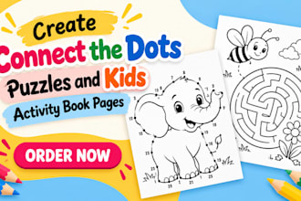 create connect the dots puzzles and kids activity book pages