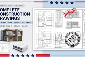 draw and stamp architectural, structural and mep construction drawing for permit