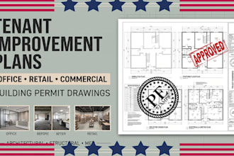 prepare stamp tenant improvement building permit plan for office and retail