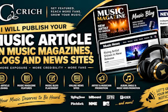 publish your music article on music magazines, blogs and news sites