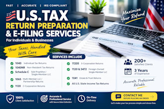 prepare and efile US, business and individual tax filling, form 5472, 1040, 1065