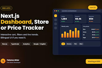 build a nextjs dashboard, ecommerce or price tracker web app