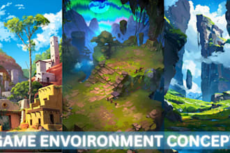 draw 2d game environment concept art game background, game asset 2d game art