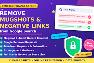 remove mugshots delete negative links, erase bad articles false news from google