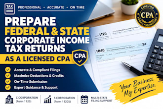 prepare federal and state corporate income tax returns as a licensed CPA