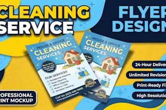 design modern cleaning logo, cleaning service, flyer design and business flyer