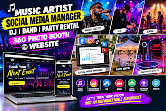 music artist social media manager dj, band party rental 360 photo booth website